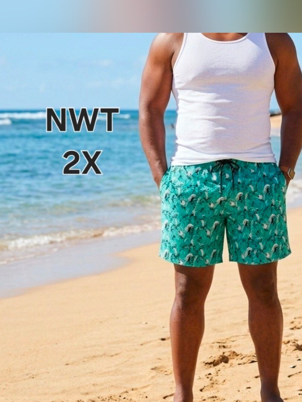 Men's Tropical Board Shorts Trunks 2X NWT